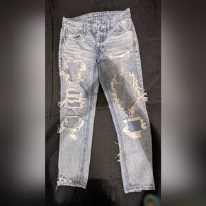 American Eagle Outfitters Light Blue Distressed Boyfriend Jeans